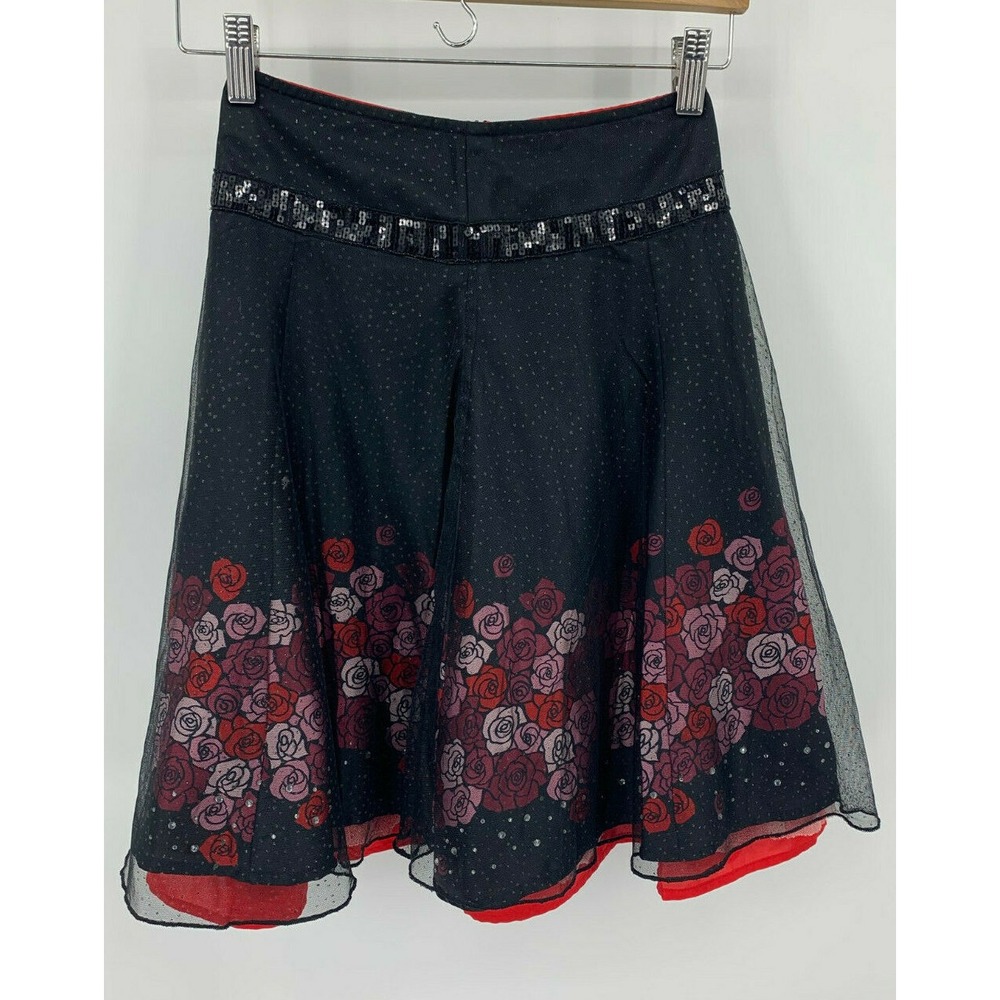 Limited Too Size 8 Layered Floral Sequin and Rhinestone Skirt